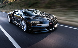 black Bugatti car, Bugatti Chiron, Super Car , vehicle, car