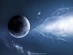 two planets and star lot in universe HD wallpaper