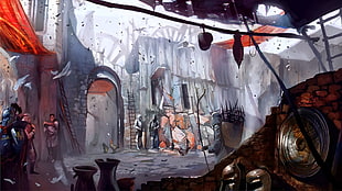 white and black wooden table, fantasy art, fantasy city, concept art, Dragon Age HD wallpaper