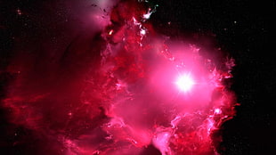 red and white floral textile, universe, space, nebula, space art
