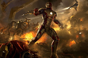 Marvel Iron Man digital wallpaper, Ryan Meinerding, Iron Man, armor, war