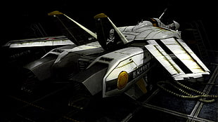 white space ship scale model, Robotech, anime, robot, Macross Frontier HD wallpaper