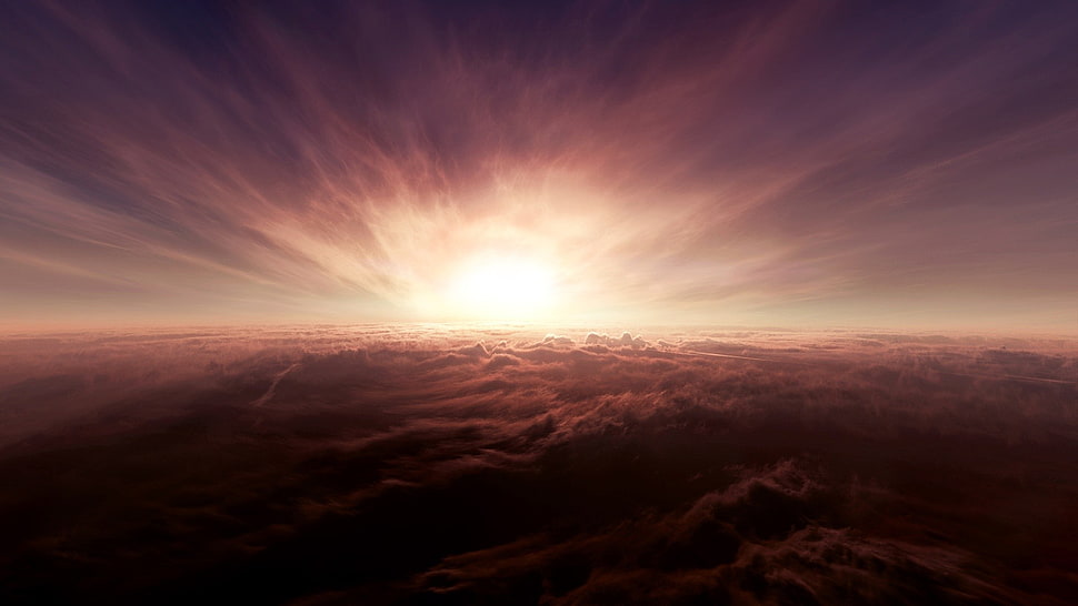 cloudy sky during sunset photo, clouds, nature HD wallpaper