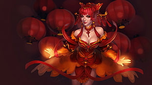 red-haired female game character wallpaper, Lina, Dota, Dota 2, Lina Inverse HD wallpaper