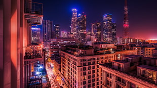 concrete buildings, Los Angeles, city, balcony HD wallpaper
