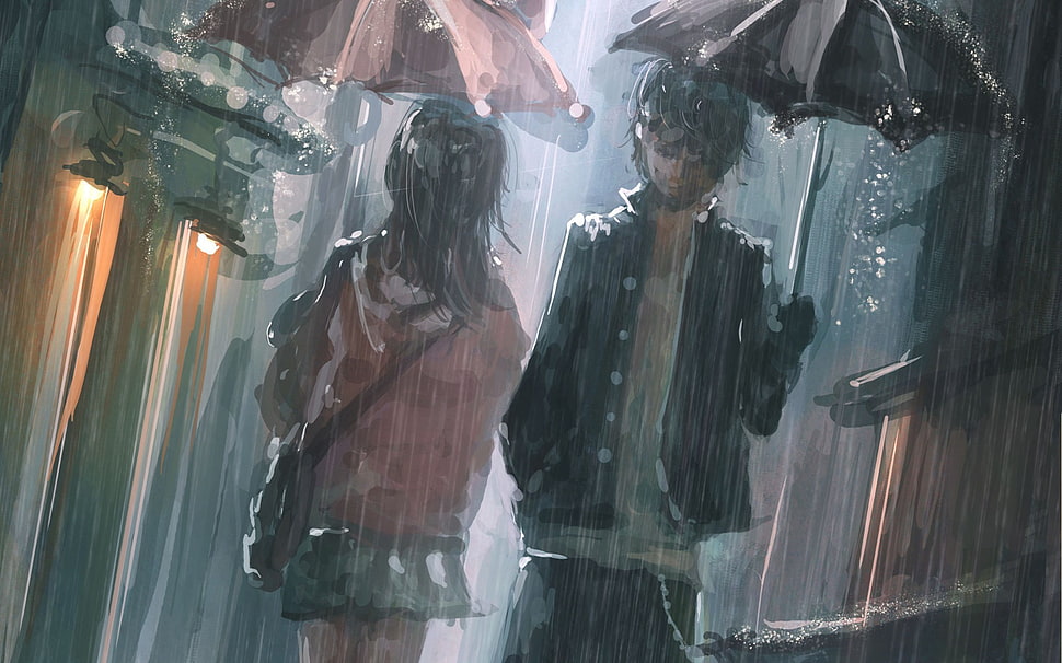 boy and girl anime illustration HD wallpaper