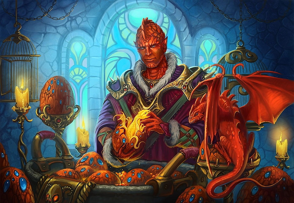 orange man creature digital poster HD wallpaper