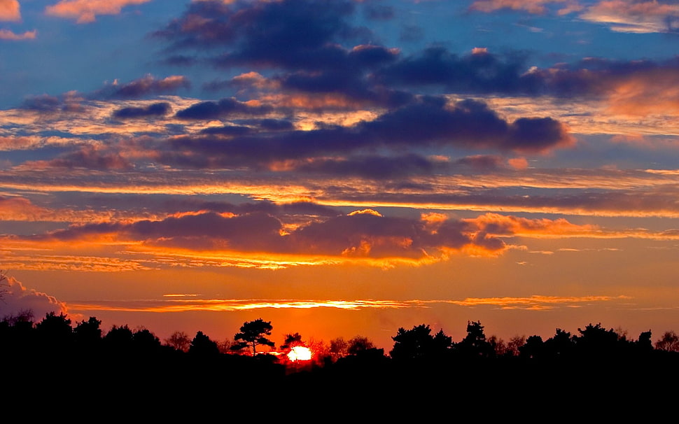 sunset with clouds HD wallpaper