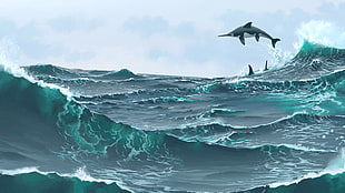 photo of killer whale, Simon Stålenhag HD wallpaper
