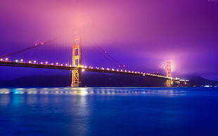 Golden Gate Bridge with lights