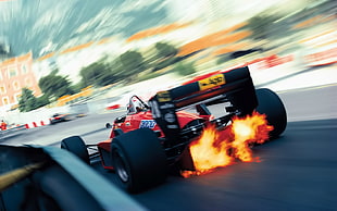 red and black Formula 1, Ferrari, racing, Formula 1, vintage