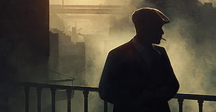 silhouette photo of man smoking cigarette HD wallpaper