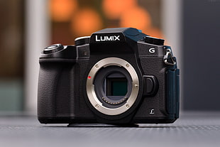 selective focus photography of black Lumix G camera