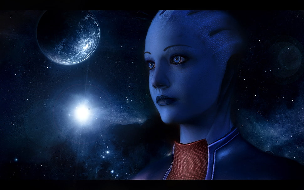 Mass effect,  Asari,  Look,  Space HD wallpaper