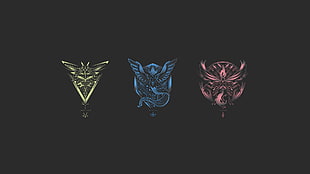 three team logo, Pokémon, Pokemon Go, Team Mystic, Team Valor 