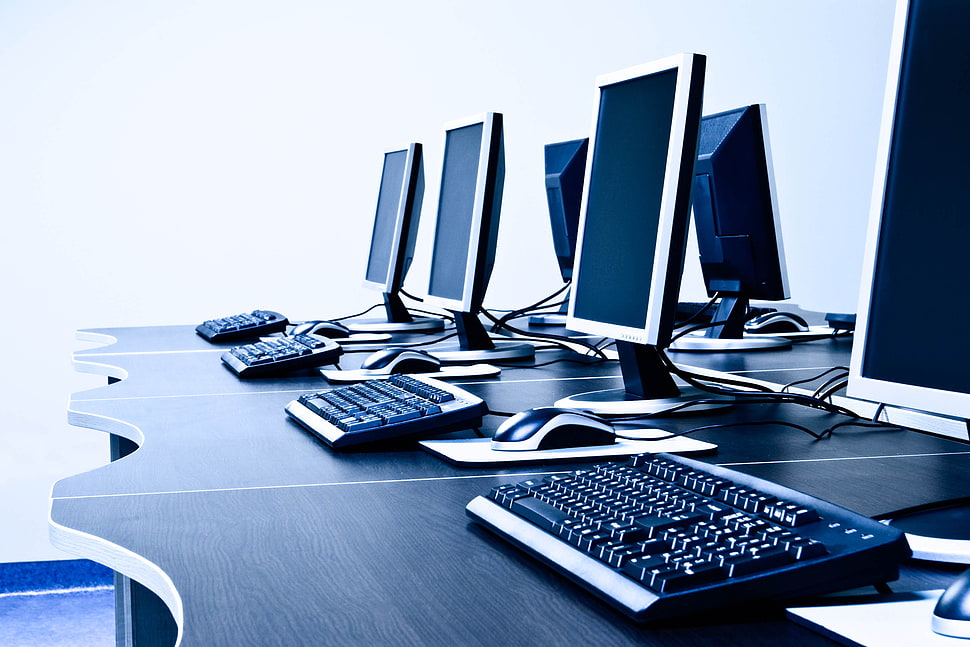 turned of computer monitors HD wallpaper