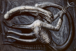 beige and gray alien painting, H. R. Giger, Alien (movie), creature, horror