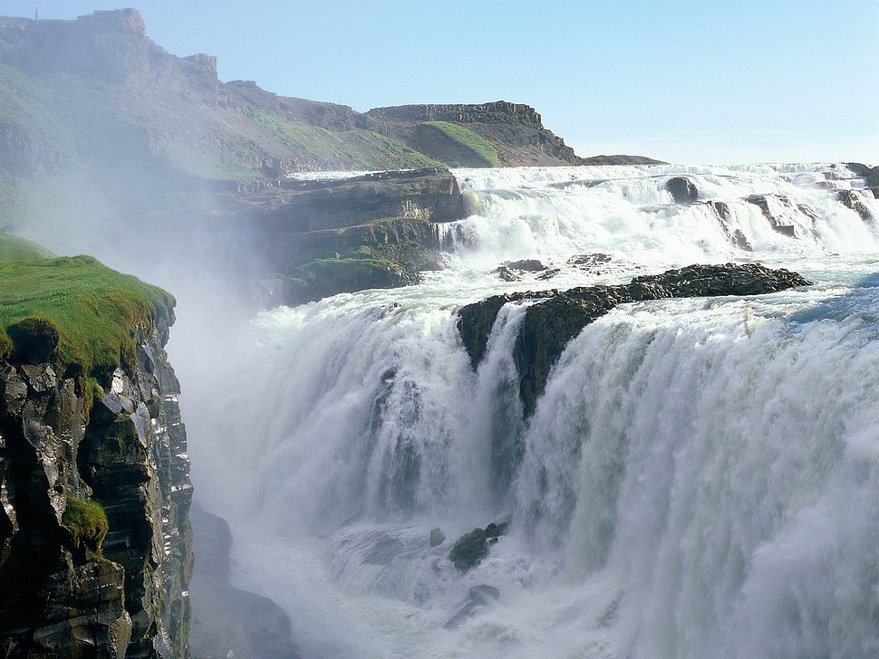 large waterfalls photo during daytime HD wallpaper