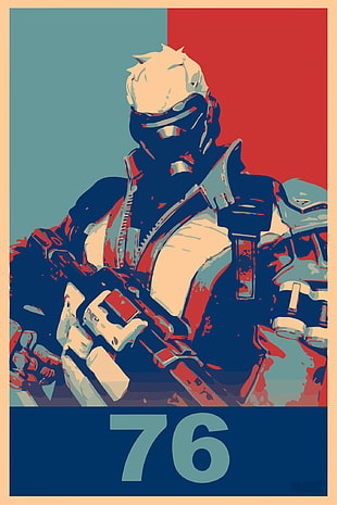 Overwatch illustration, propaganda, Soldier: 76, Overwatch, Gamer