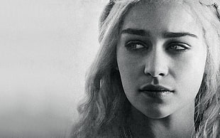 Daenerys Targaryen, Game of Thrones, monochrome, Daenerys Targaryen, Emilia Clarke HD wallpaper