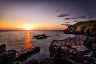 panoramic photography of sea during golden hour, stoer