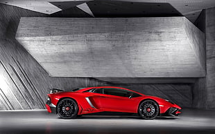 red and black coupe, Lamborghini, Lamborghini Aventador LP750-4 Superveloce, Lamborghini Aventador LP750-4 SV, Lamborghini Aventador HD wallpaper