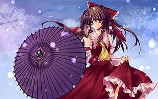 female anime character holding paper umbrella