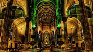 green and brown church interior