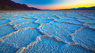 blue and gray land formation, Death Valley, landscape, desert, mountains