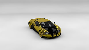 gold and black die-cast car, gold, Bugatti Veyron, Bugatti