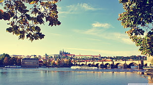 panoramic photo of gray bridge, Prague, Czech Republic, castle HD wallpaper