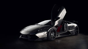 black Lamborghini car, Lamborghini Murcielago, chrome, car, Hi-Tech HD wallpaper