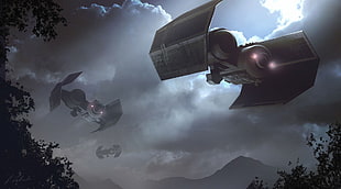 gray spacecraft illustration, Star Wars, TIE Bomber HD wallpaper