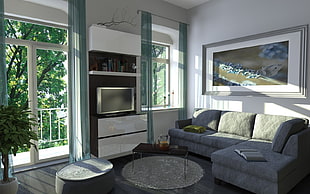 white wooden living room set HD wallpaper