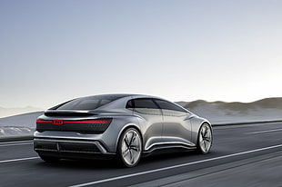 gray Audi concept car on asphalt road