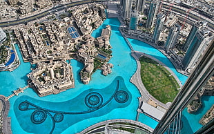 aerial view of Dubai buildings HD wallpaper