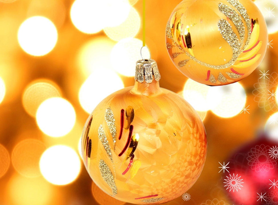 yellow bauble HD wallpaper