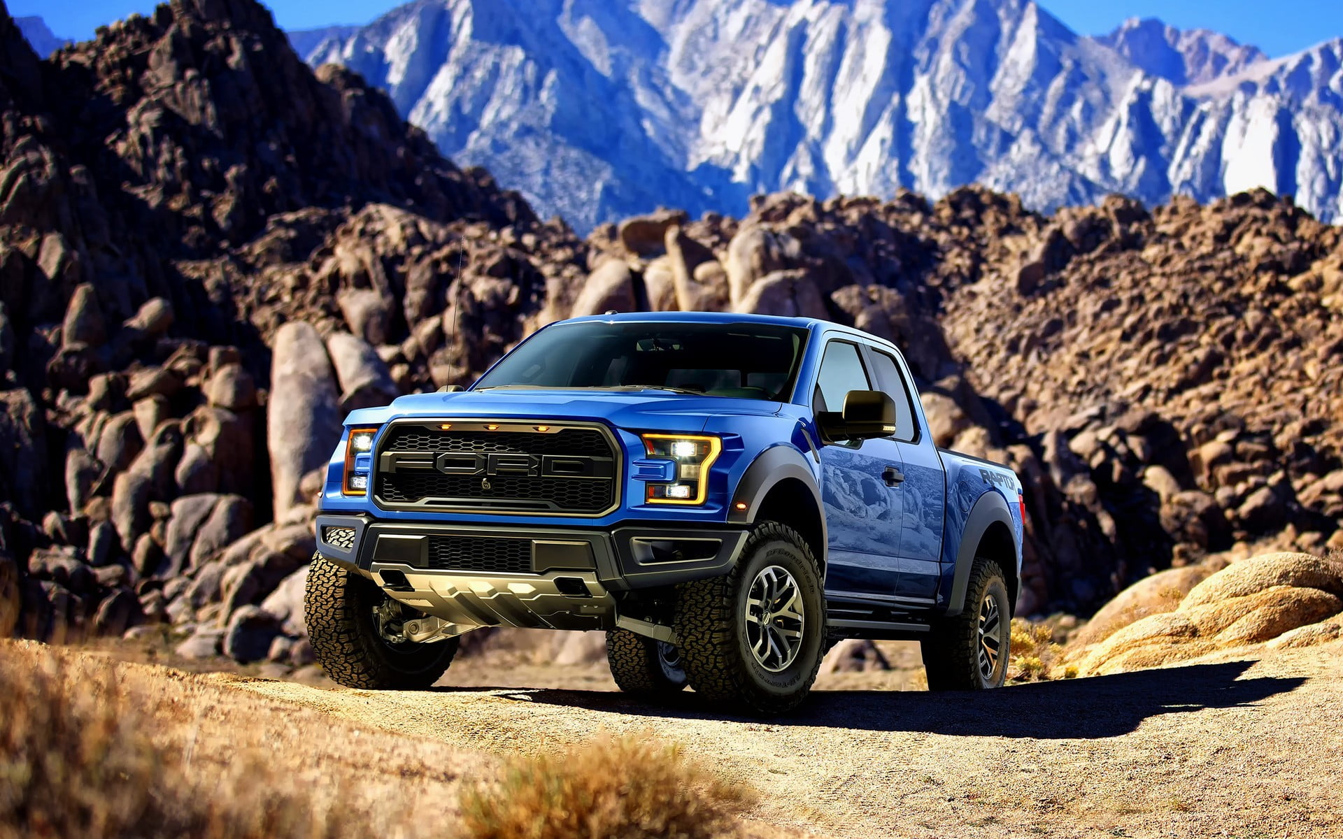Blue And White Ford F 150 Extra Cab Ford Raptor Car Mountains Hd Wallpaper Wallpaper Flare