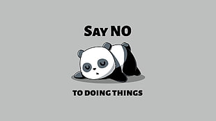 panda illustration with text overlay, simple, simple background, humor, panda