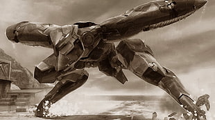 grayscale photo of robot, Metal Gear Rising, video games, Metal Gear Ray, Metal Gear Rising: Revengeance HD wallpaper