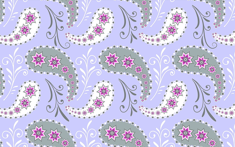 white and green paisley printed HD wallpaper