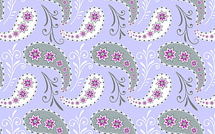 white and green paisley printed