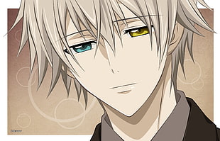 grey haired male anime character