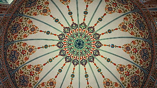white, green, red, and black dome-shaped ceiling, Pakistan, artwork, architecture, ceilings HD wallpaper