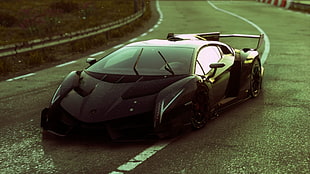 black Lamborghini Venenno sport car, car, Driveclub, racing, Lamborghini Veneno
