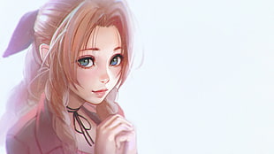 female anime character wallpaper, Aerith Gainsborough, digital art, Final Fantasy VII, fan art