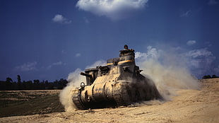 gray battle tank, army, tank, M3 Lee, military