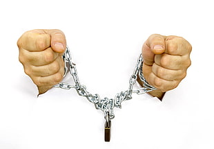 silver-colored chain handcuffs