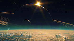 Saturn illustration, planet, planetary rings, space, space art