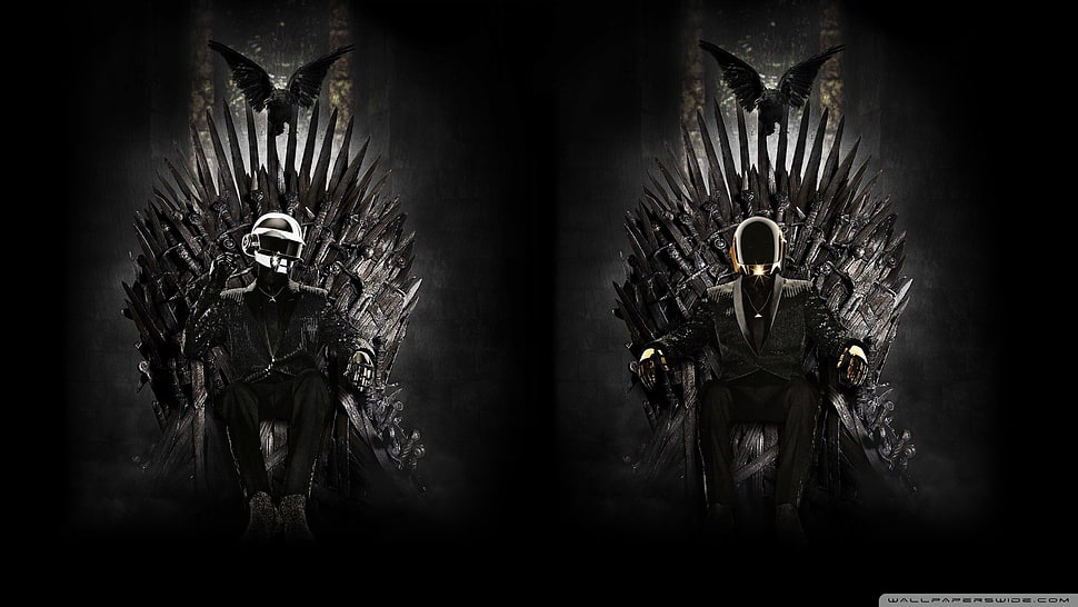 two Game Of Thrones chairs collage HD wallpaper
